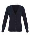 PR402 Premier Ladies Essential Acrylic V Neck Cardigan Navy colour image